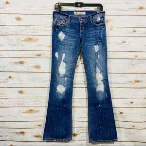 Hollister Bootcut Ripped Distresses Blue Jeans